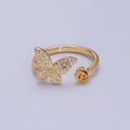 Dainty Butterfly Ring, Adjustable Gold Ring, Micro Pave CZ Mariposa Ring, Animal Lover Ring for Minimalist jewelry Everyday Wear O-2143