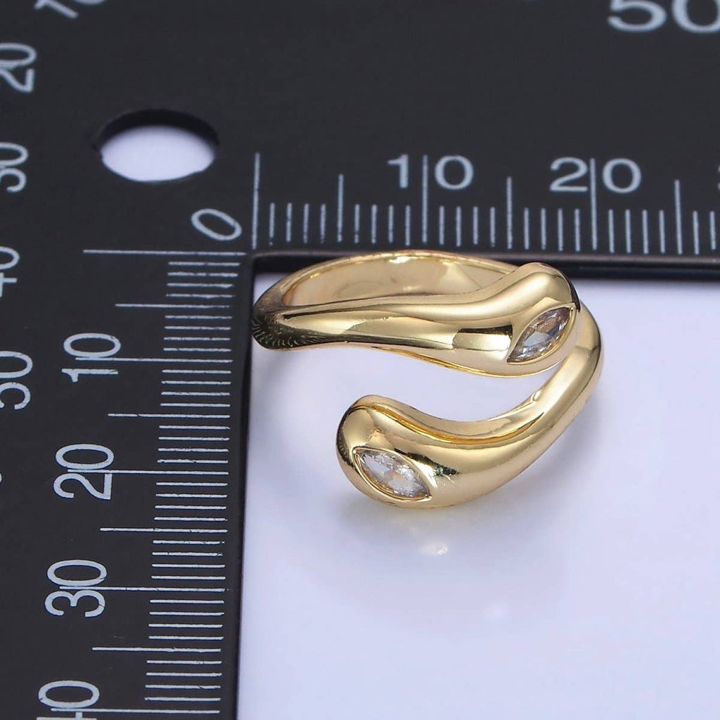 Minimalist Gold Filled Wrapped Adjustable Ring With Clear CZ Sone- O-196