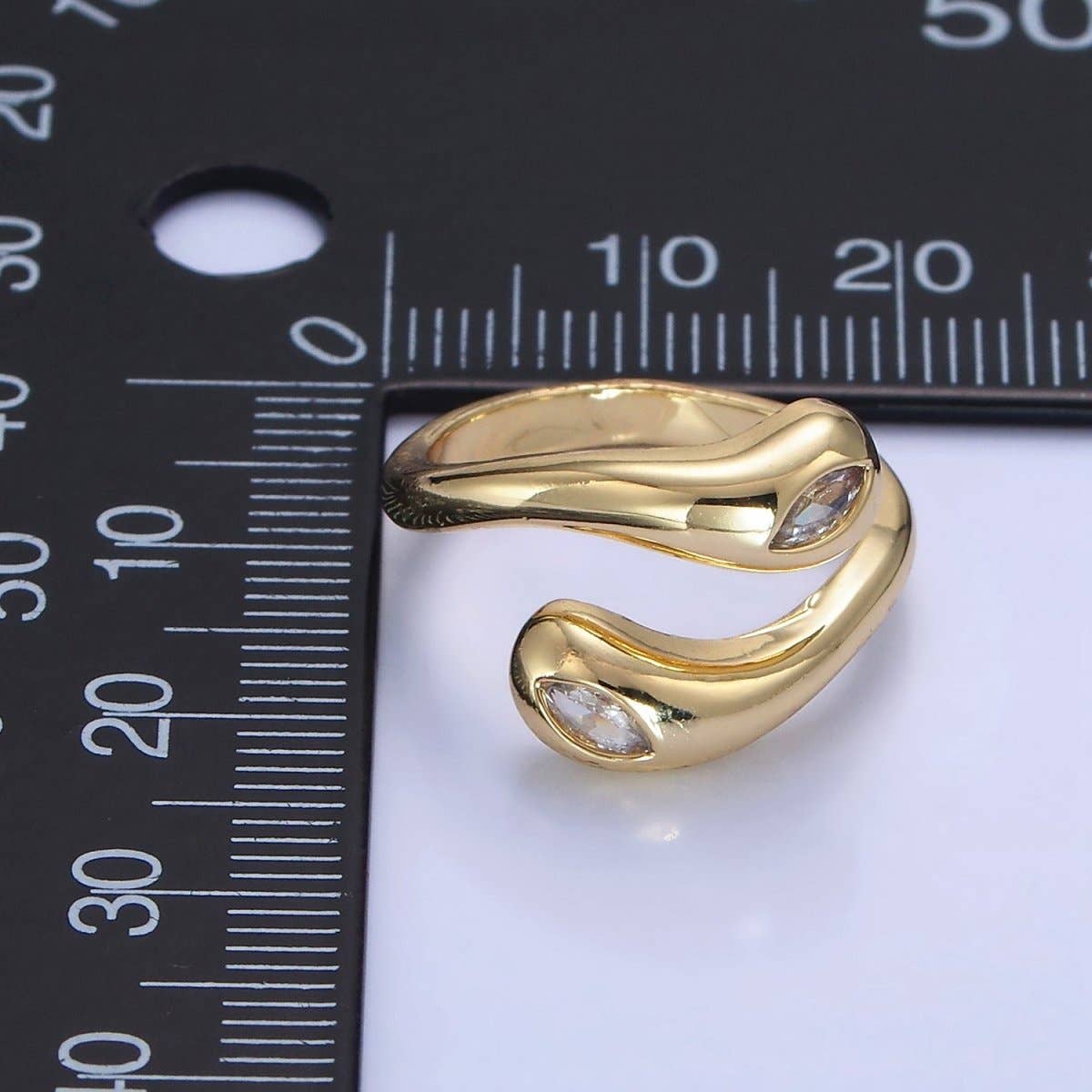 Minimalist Gold Filled Wrapped Adjustable Ring With Clear CZ Sone- O-196