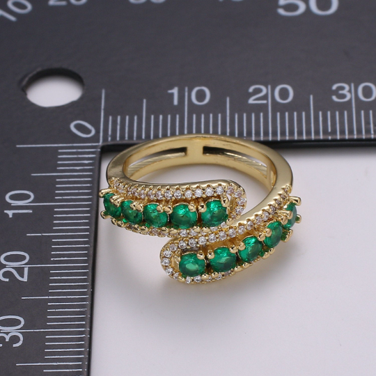 1x Swirl Gold Ring, Pink Cz Ring Jewelry, Cubic Zirconia Gre
