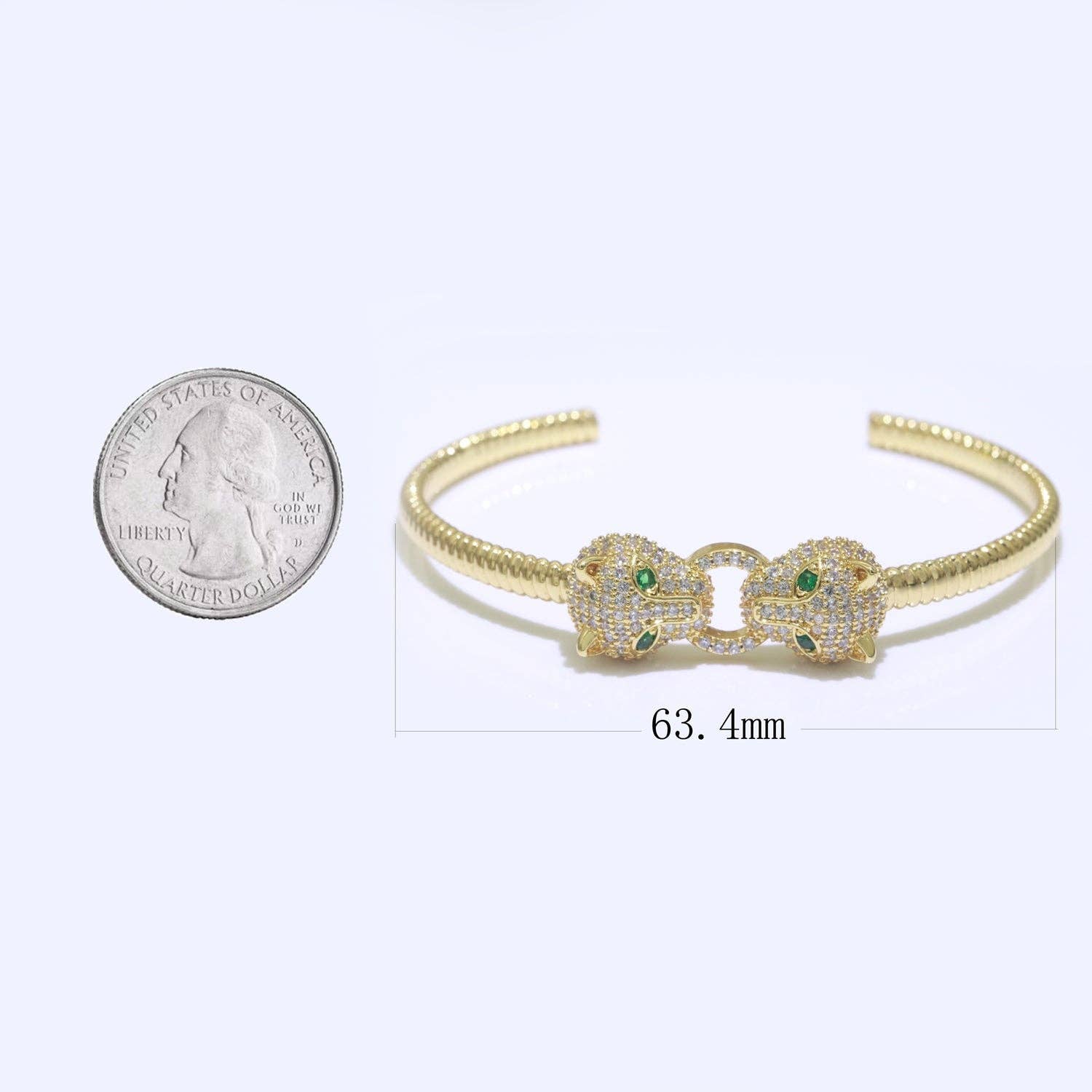 Gold Filled Panther Open Adjustable Bangle Quality Bracelet