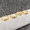 18K Gold Plated Stainless Steel Hollow Initial Rings - FGS