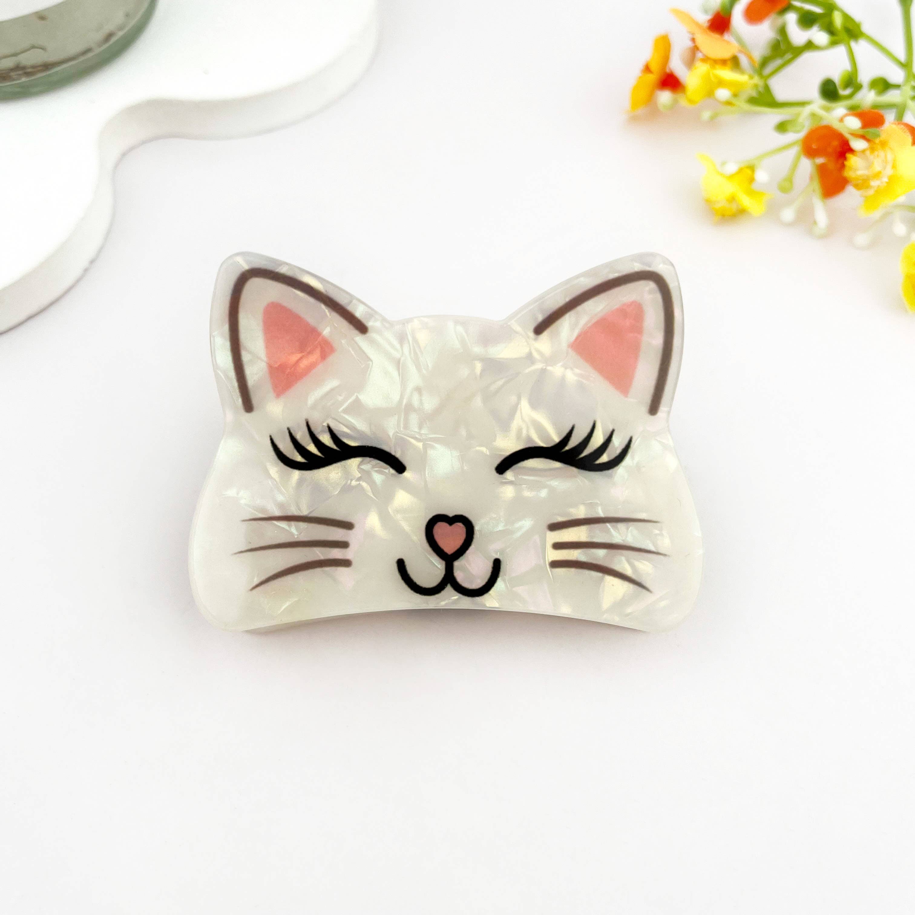 Cute Smiling Cat Print Animal Hair Claw Clip