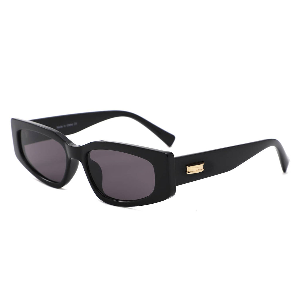 Slim Rectangle Thick Frame Narrow Fashion Sunglasses