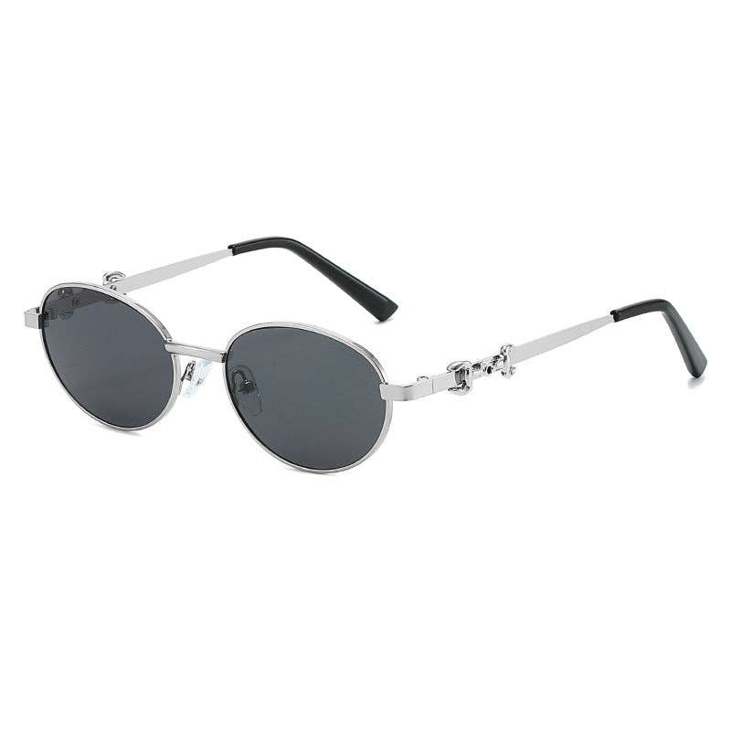 Oval Frame Metal Sunglasses UV400 Protection Stylish