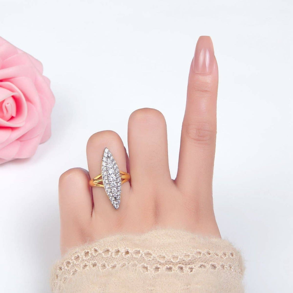24K Gold Filled Sphere Micro Paved CZ Solitaire Mixed Metal Ring | O1423