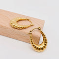 Shrimp Pattern Hollow 18K Gold Plated Hoop Earrings - FGS