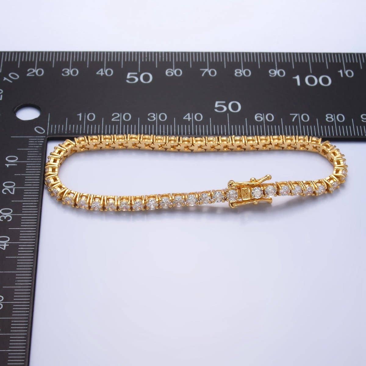 24K Gold Filled 3.3mm CZ Tennis Chain 7.5 Inch Bracelet | WA-2660
