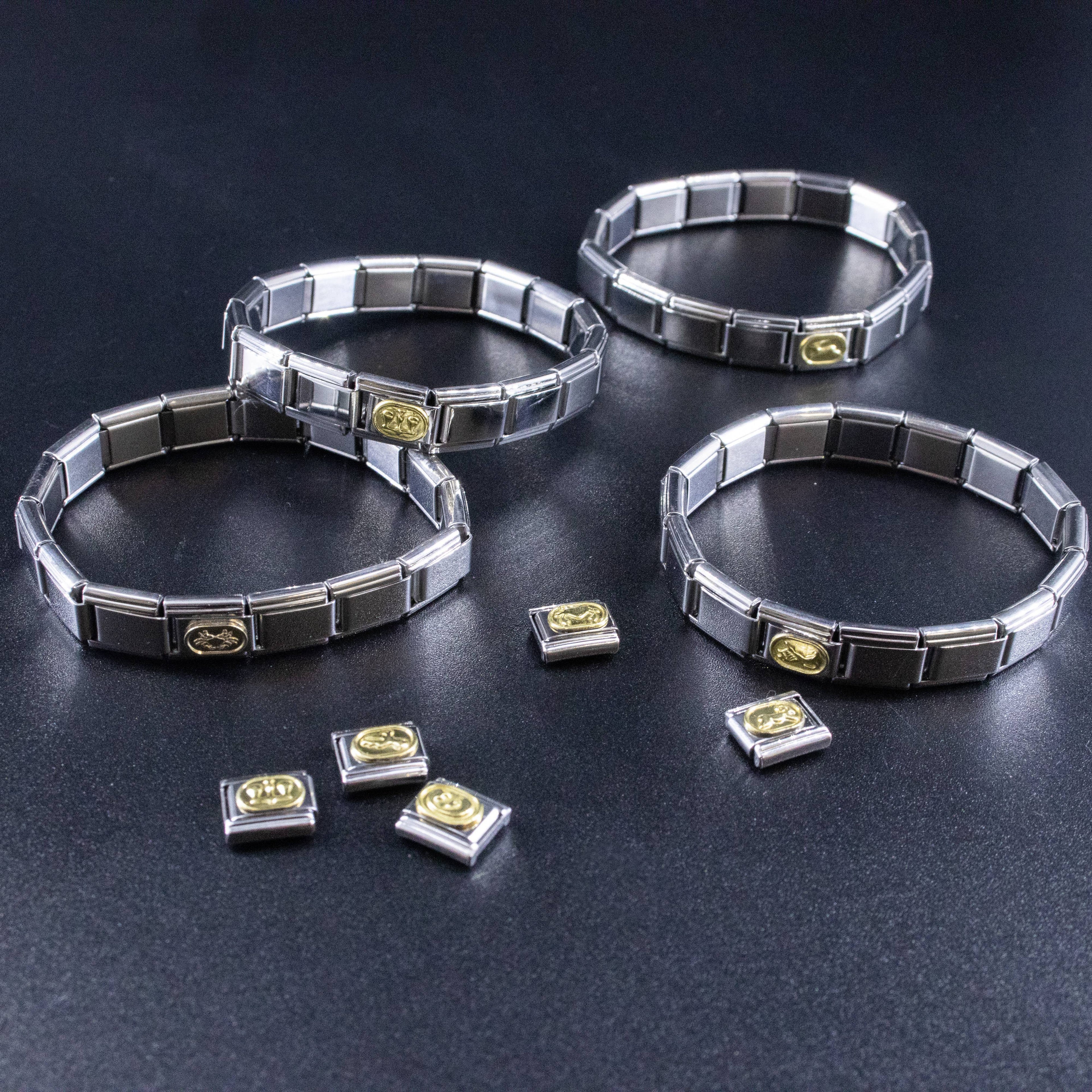 Italian Charms - Virgo Zodiac, 9mm Gold Bracelet Links