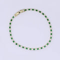 24K Gold Filled 2.2mm Green, Blue Round CZ Alternate 7 Inches Tennis Bracelet | WA-3819 - WA-3820