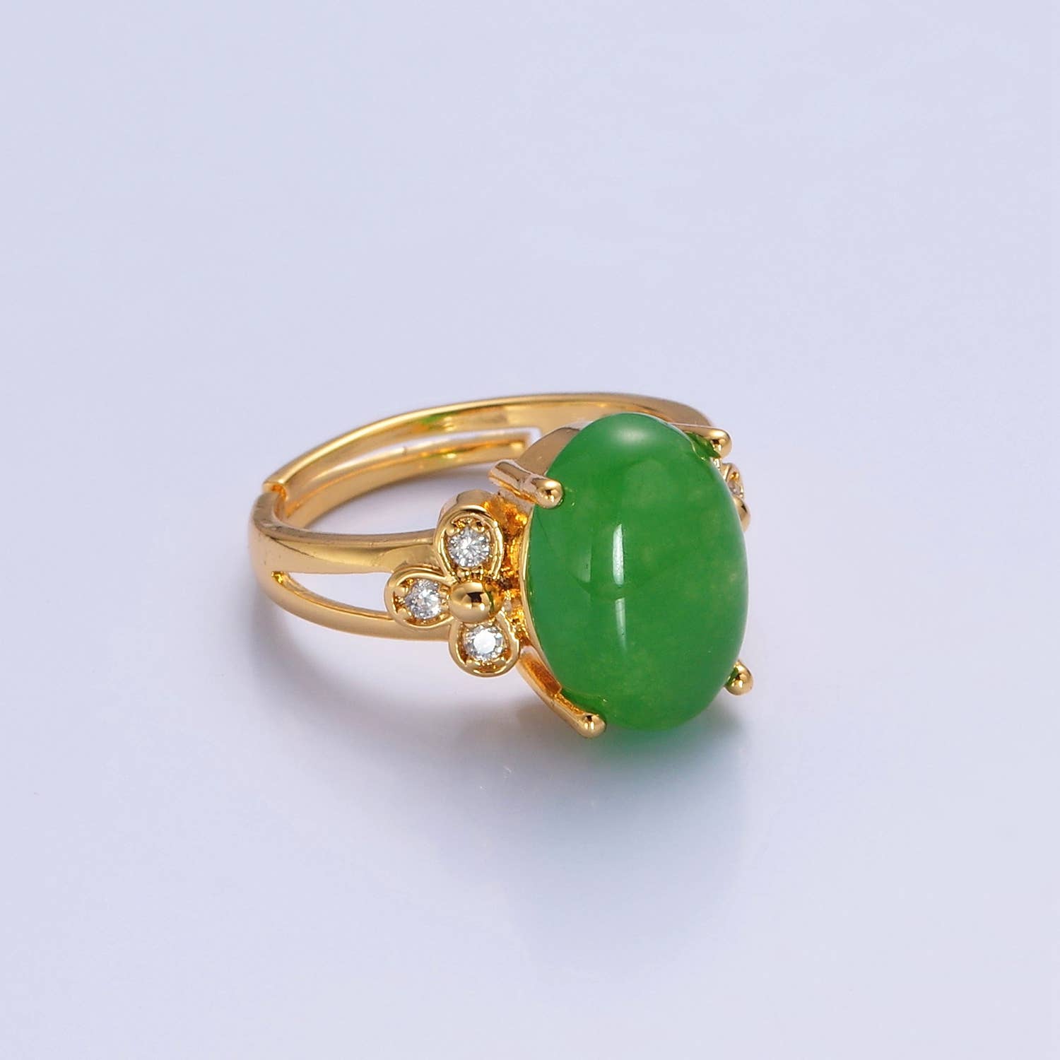 Light/Dark Green Jade Stone Band Ring O765 O2298