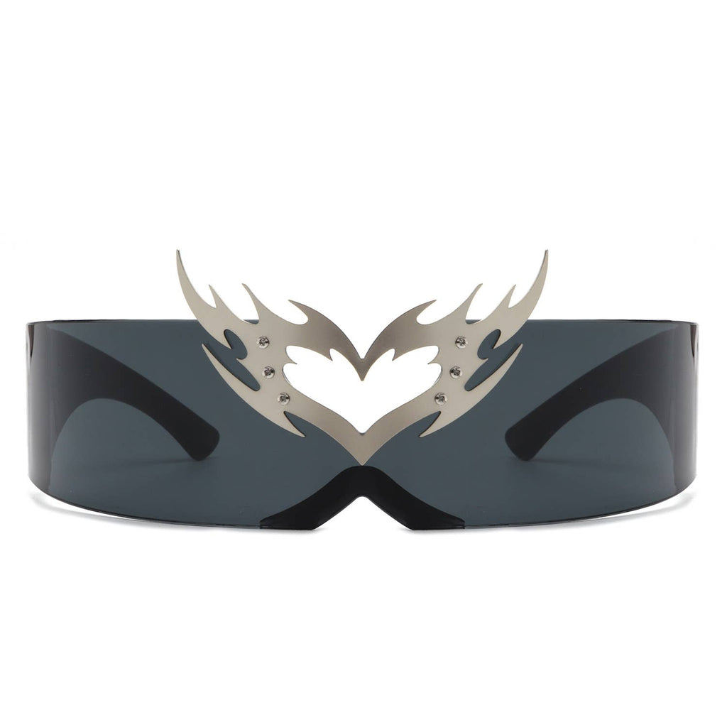 Futuristic Cyclops Wraparound Translucent Crown Sunglasses