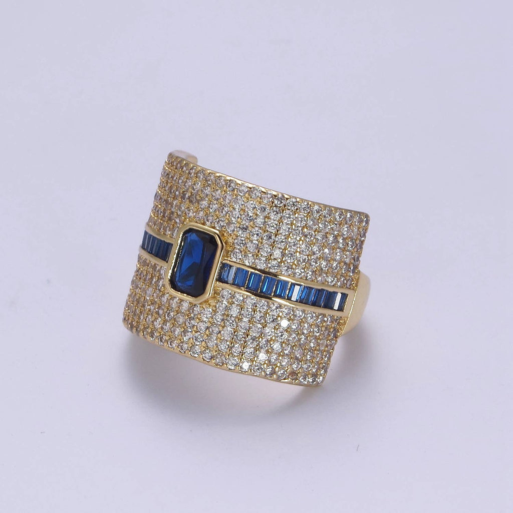 Colorful Micro Pave Adjustable Chunky Statement Ring