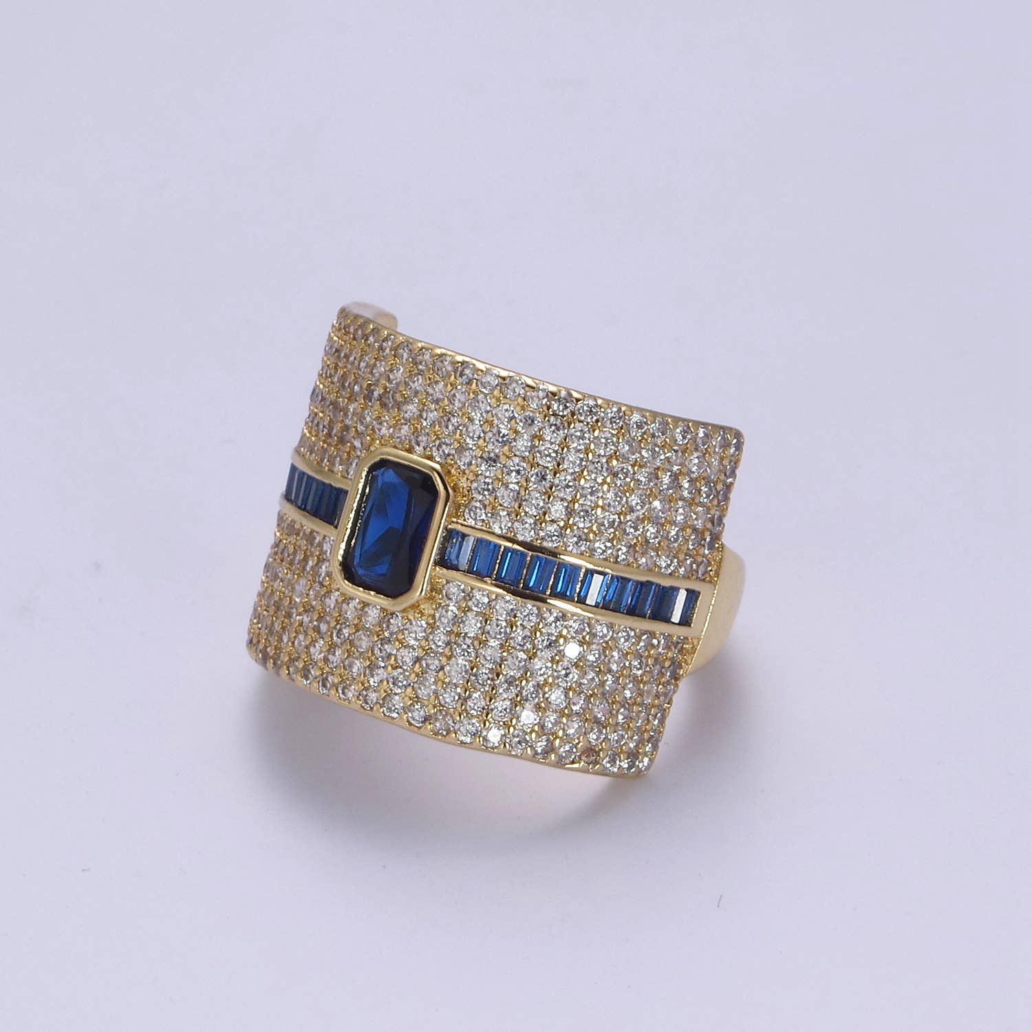 Colorful Micro Pave Adjustable Chunky Statement Ring