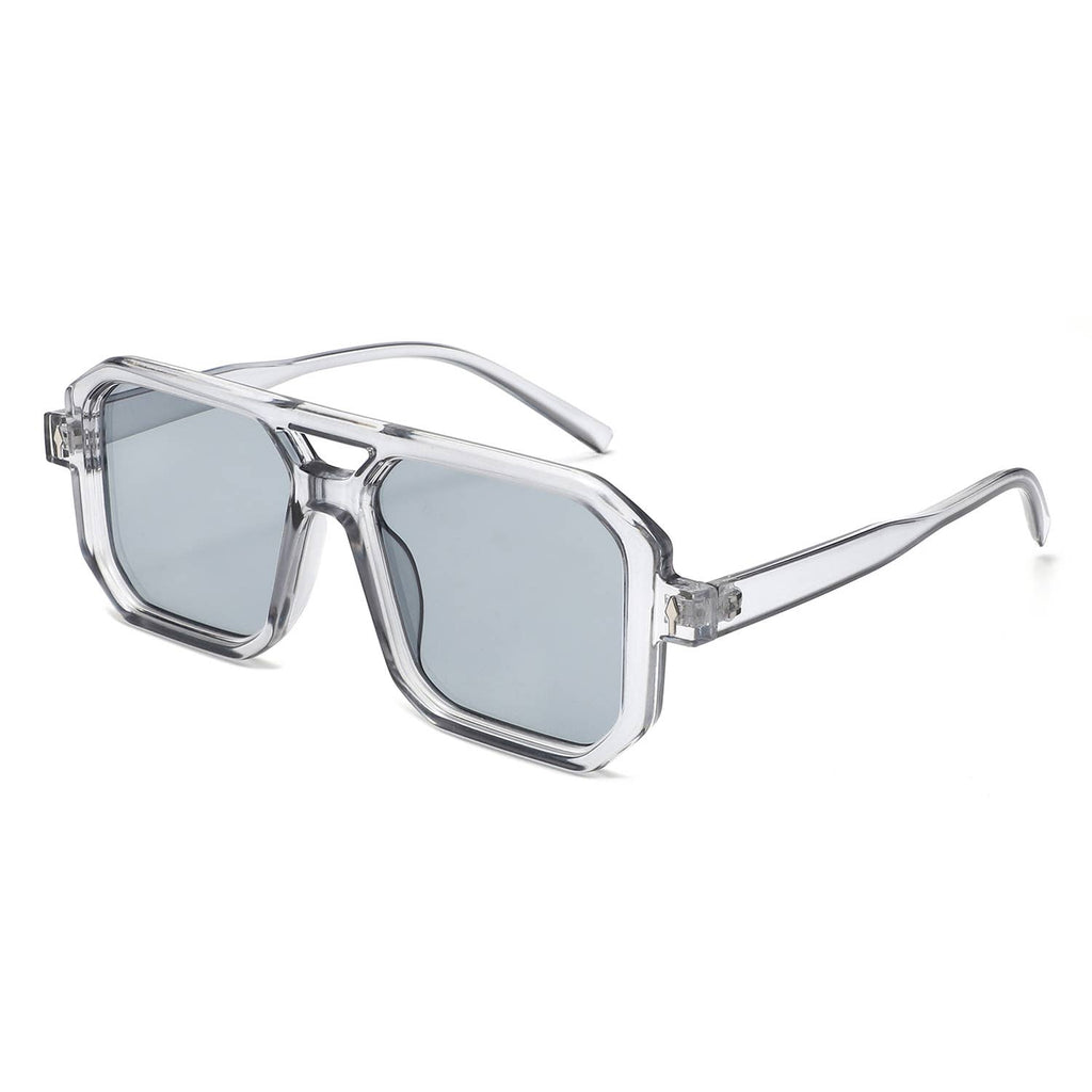 Geometric Square Brow-Bar Flat Top Sunglasses