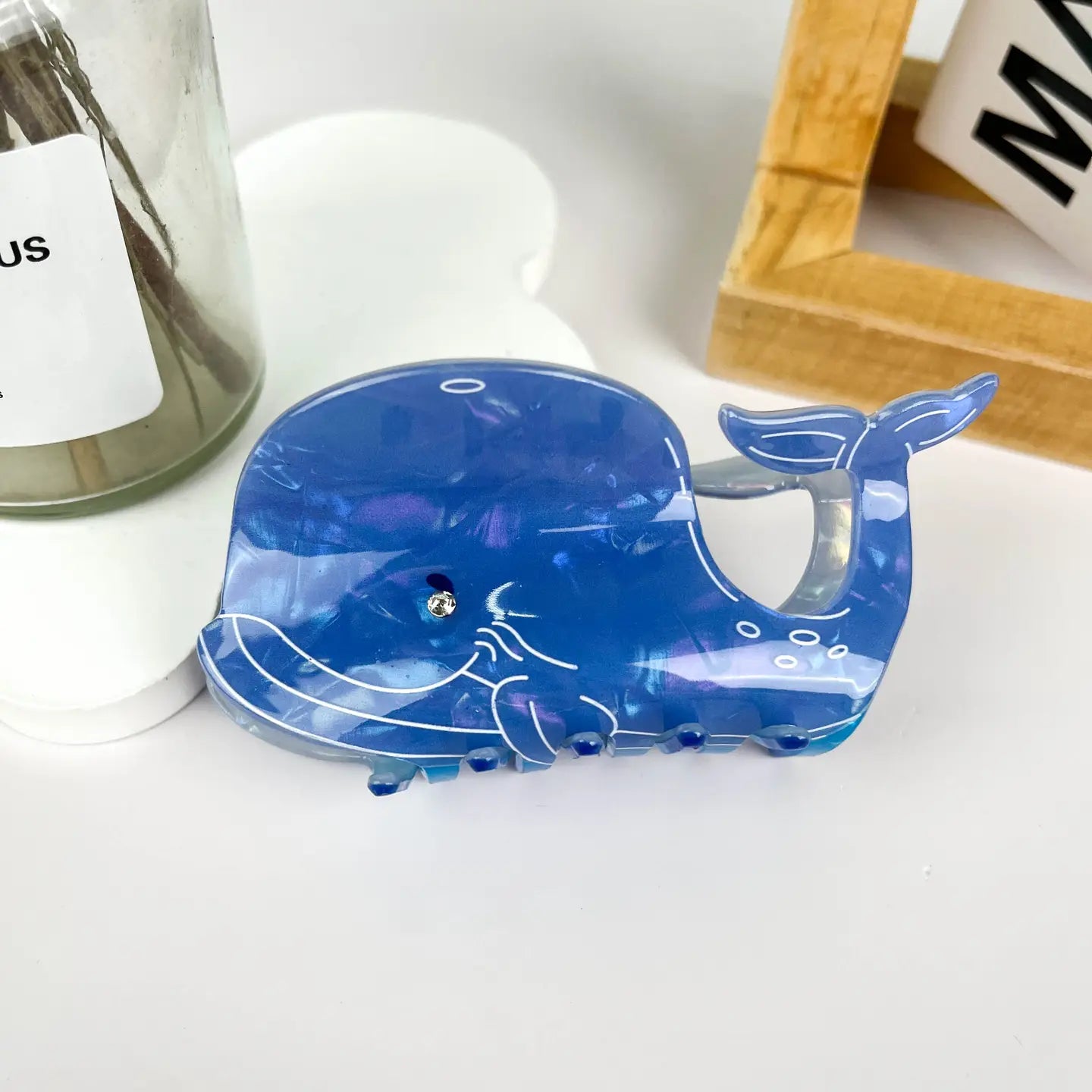 Whale Dolphin Shark Blue Hair Claw Clip