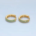 24K Gold Filled Turquoise Micro Paved Huggies | AD731