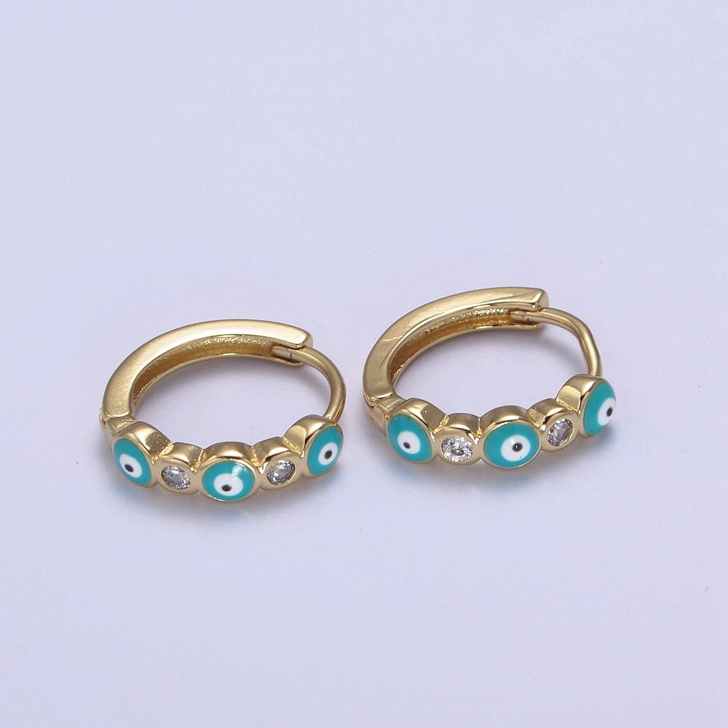 14mm Dainty Evil Eye Huggie  Hoop Earring T309~T314
