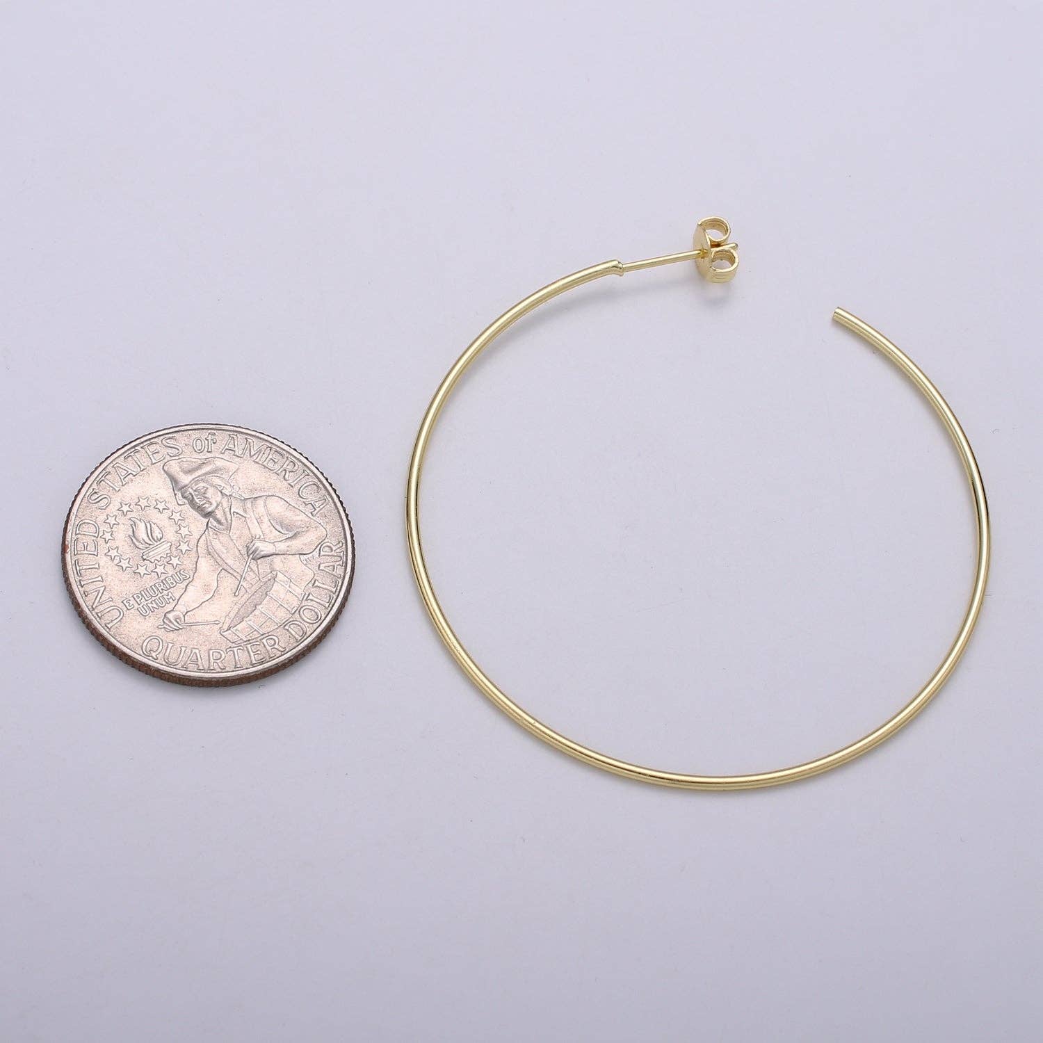50 mm Simple Light Hoops 24K Gold, Loop Gold Earrings for DIY Earring Craft Supply Jewelry Making, EARR-1390-1391