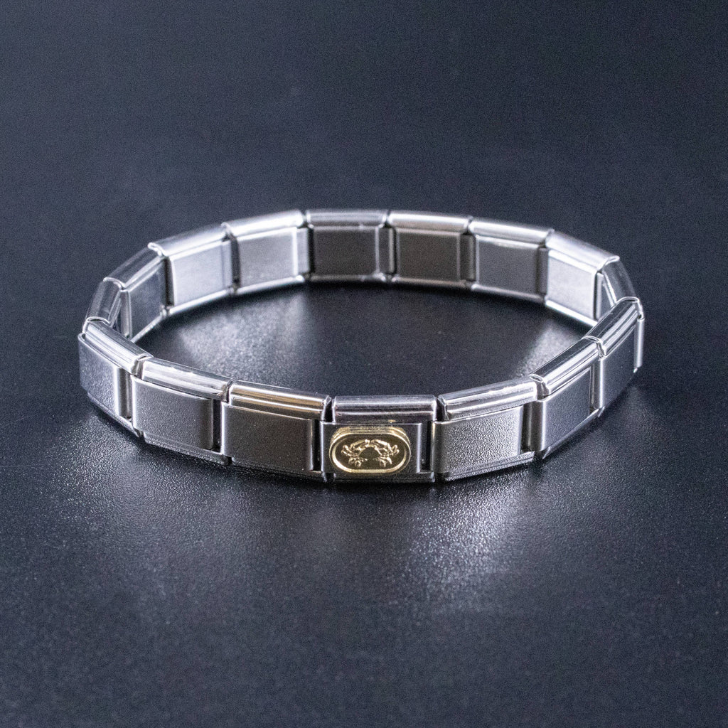 Italian Charms - Cancer Zodiac, 9mm Gold Bracelet Links