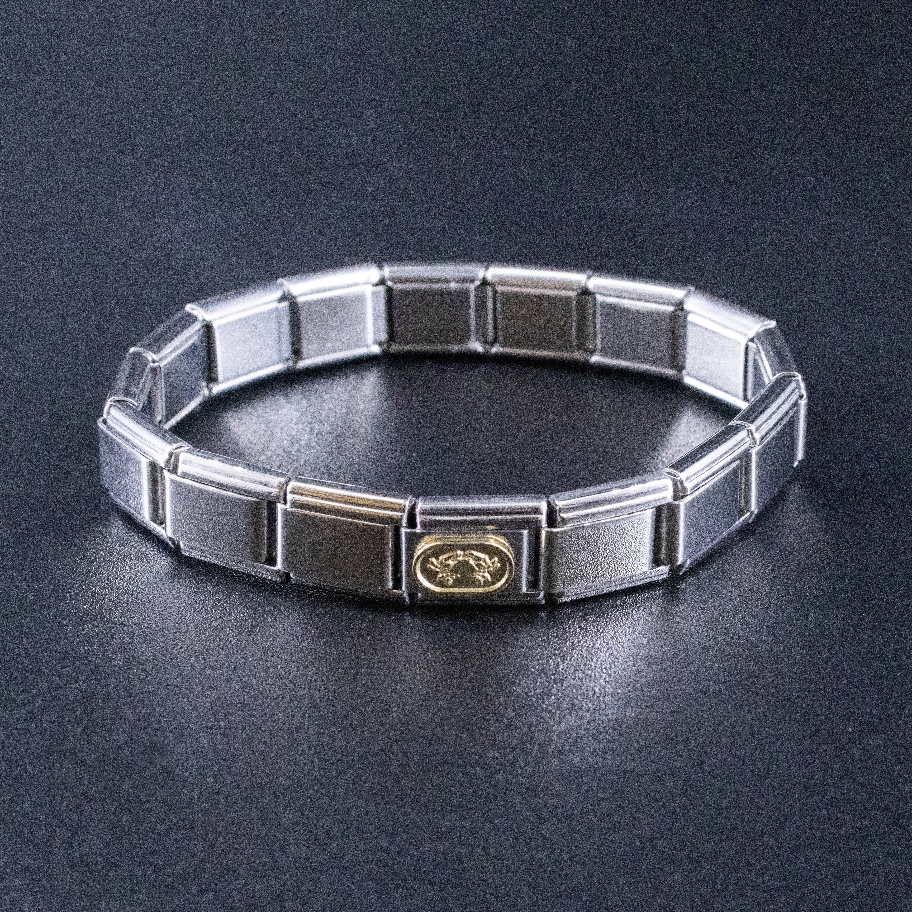 Italian Charms - Cancer Zodiac, 9mm Gold Bracelet Links