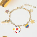 FIFA World Cup Soccer Ball Shoe Star Charm Station Bracelet