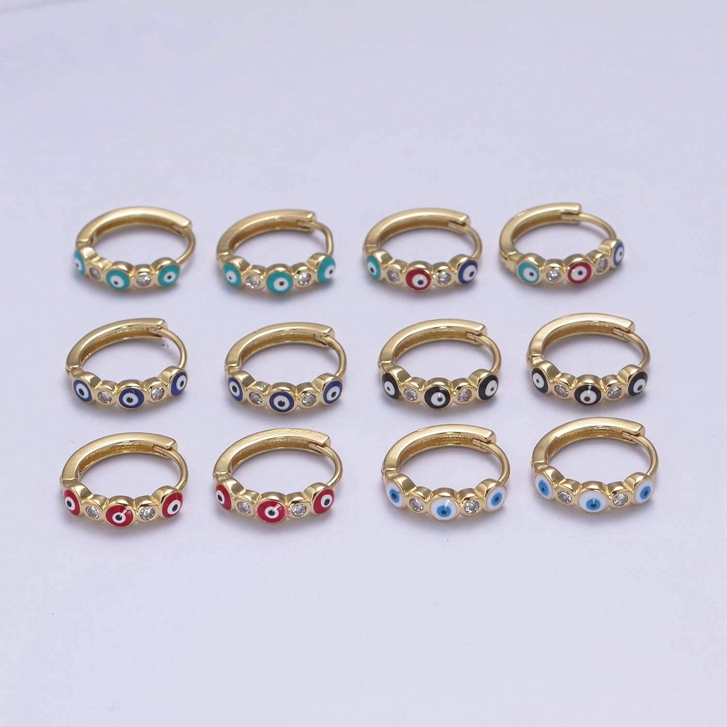 14mm Dainty Evil Eye Huggie  Hoop Earring T309~T314