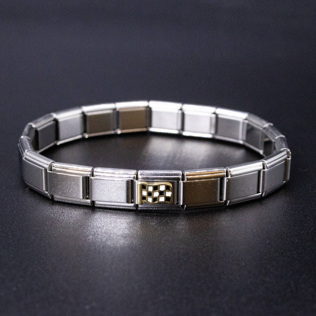 Italian Bracelet Charm 9mm modular for Men & Women - Checkered Flag