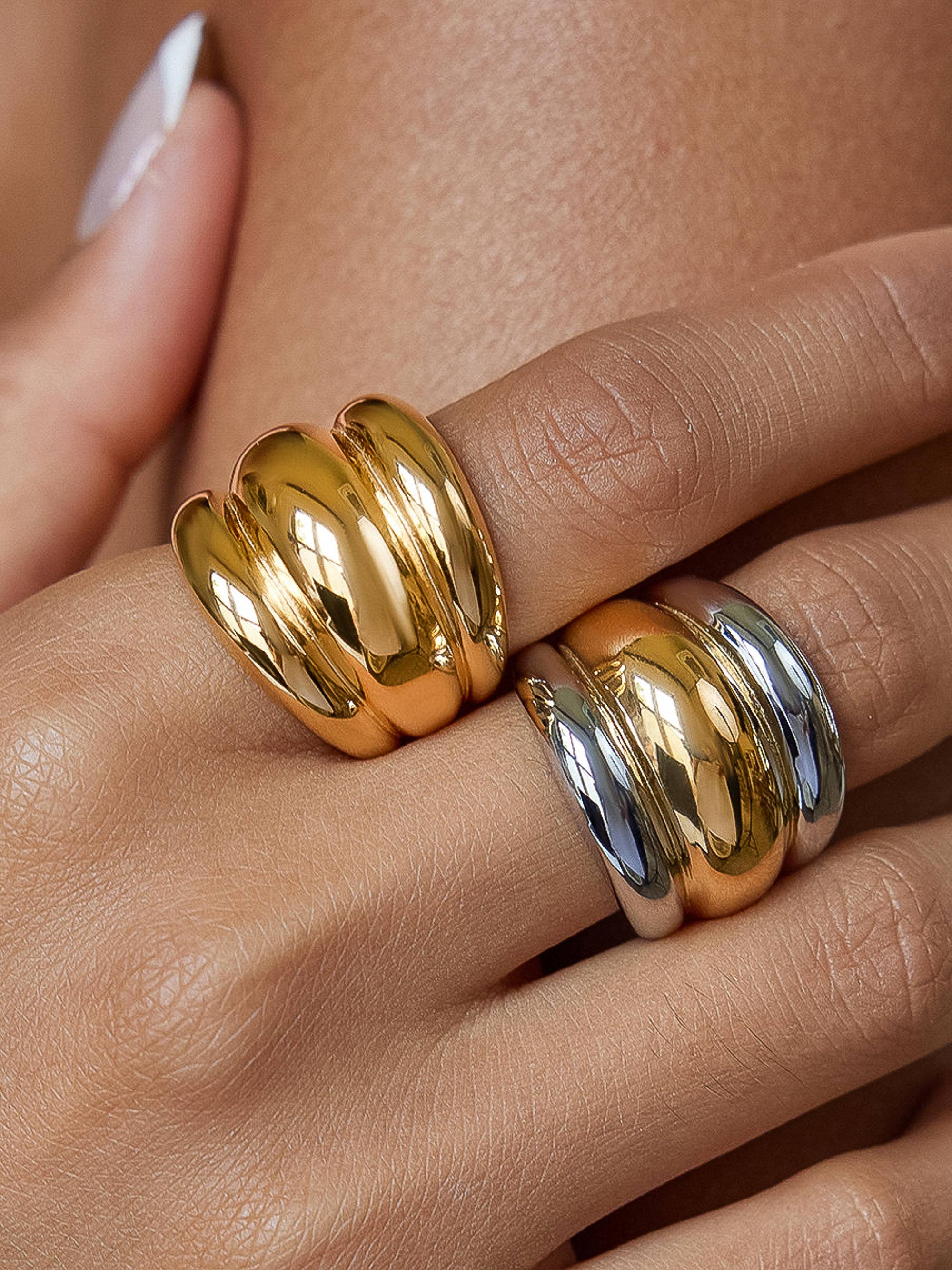Daelen 18K Gold Non-Tarnish Dome Statement Ring