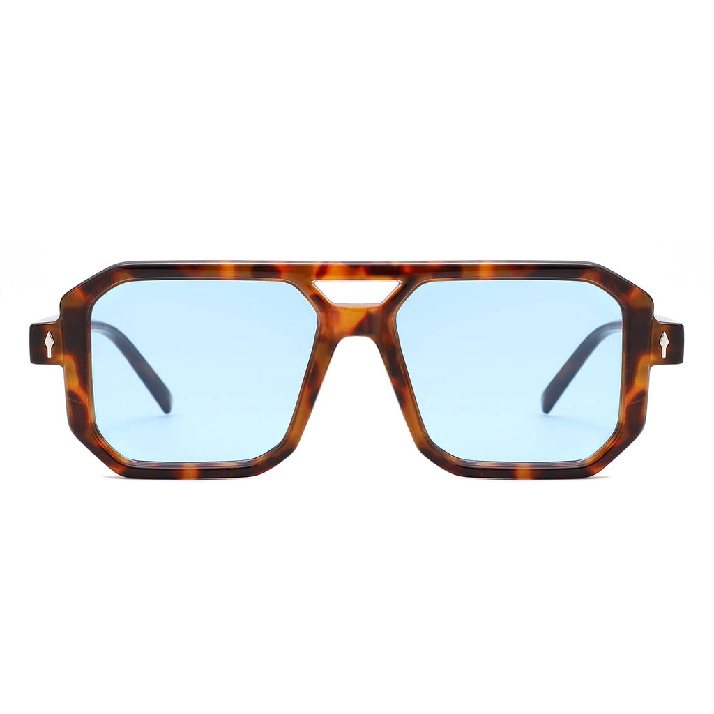 Geometric Square Brow-Bar Flat Top Sunglasses