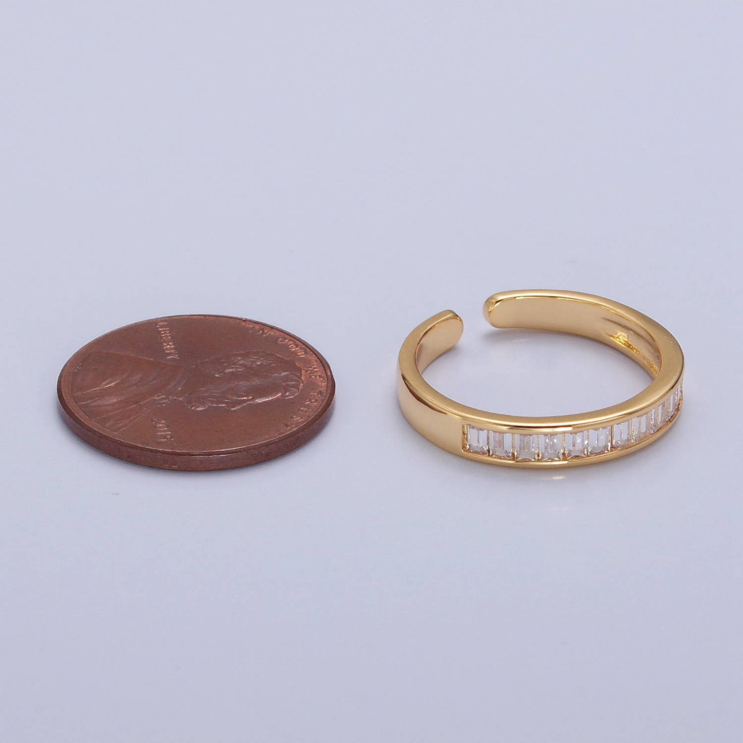 Minimalist Clear CZ Baguette Gold Geometric Ring O2176