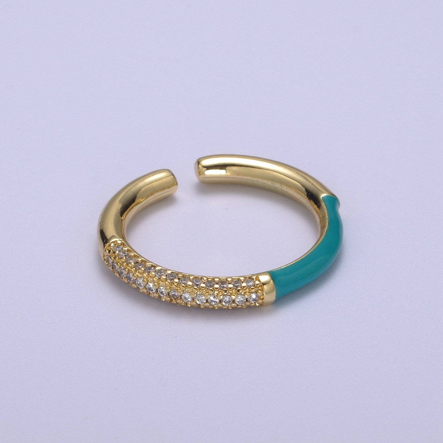 14K Gold Filled CZ Colorful Enamel Adjustable Ring S170~S179