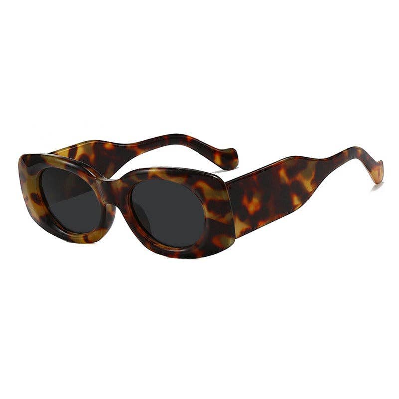 Fashion Rectangle Leopard Print Sunglasses for Women