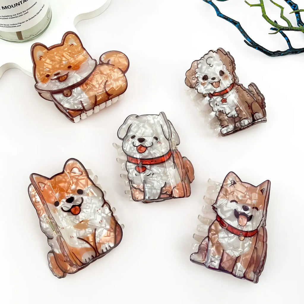 Smile Dog Print Acrylic Hair Claw Clip