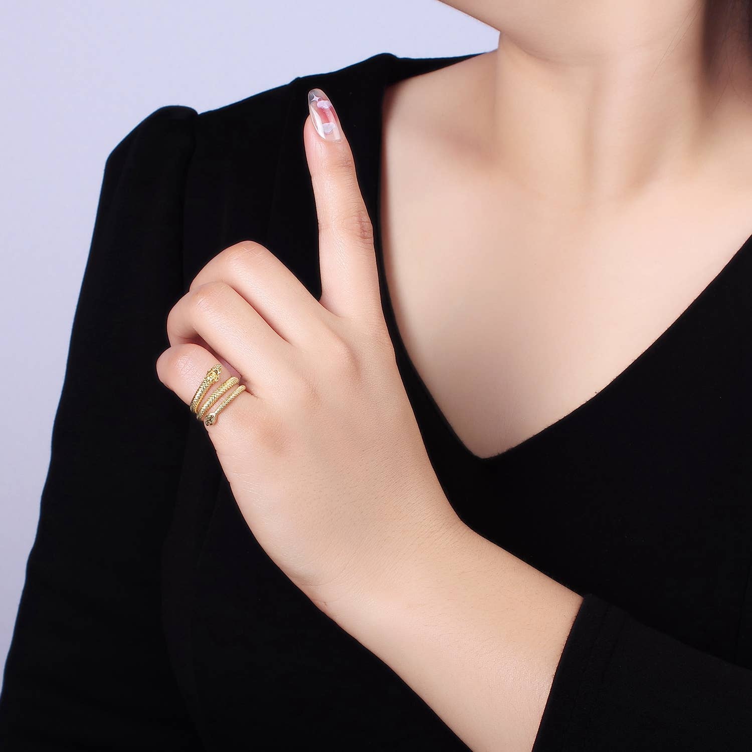 14K Gold Filled Dragon Scale-Textured Triple Band Wrap Ring