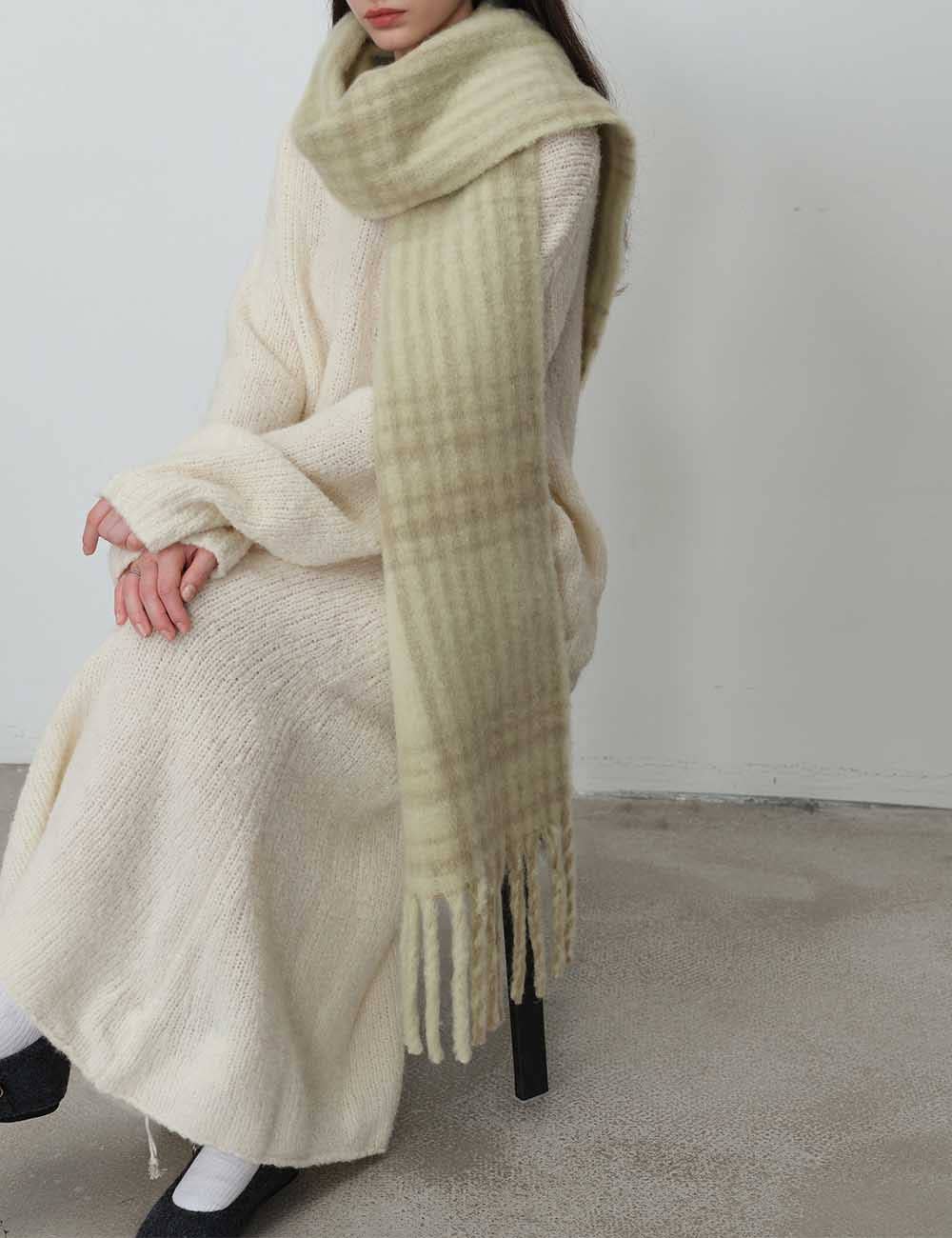 Tassel Vintage Plaid Color Block Warm Scarf DP25F608