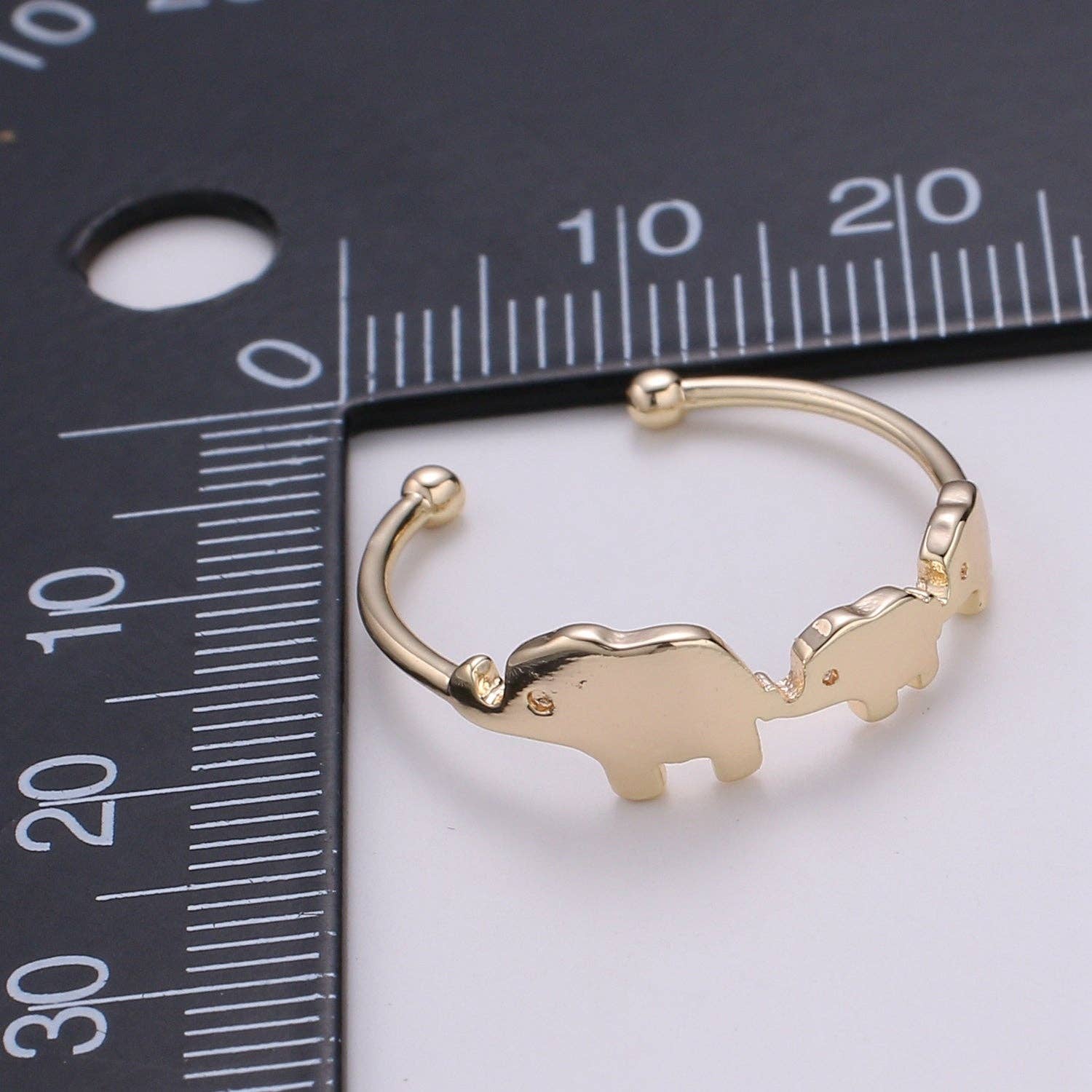1pc Elephant Family 18k Gold Ring, Adjustable Gold Curb Ring, Simple Elephant Ring, The Bond Ring- 259
