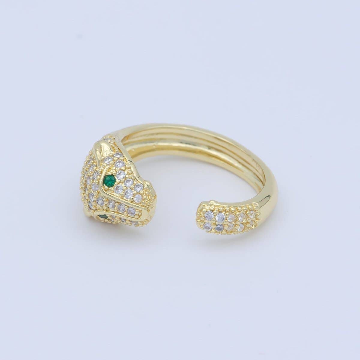 3D Gorgeous Jaguar Panther Leopard Dazzle Cubic Zircon Adjustable Gold Filled Ring Gift for Her Birthday Gift O-481