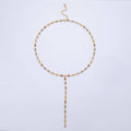 18K Gold Filled 4.6mm Multicolor CZ Bezel Heart Lariat Chain 18 Inch Necklace | WA-3967