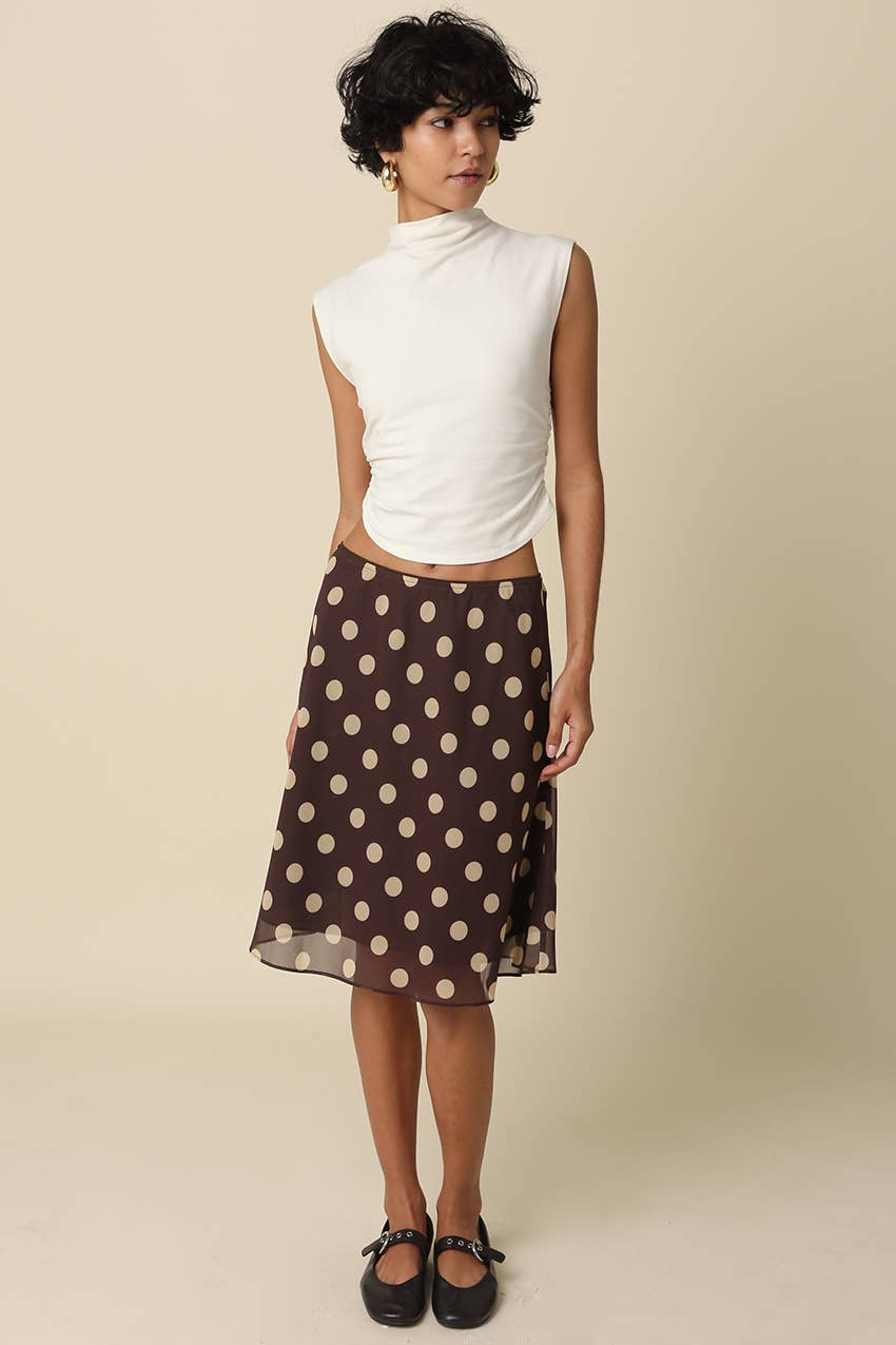 Leia Polka Dot Mesh Midi Skirt