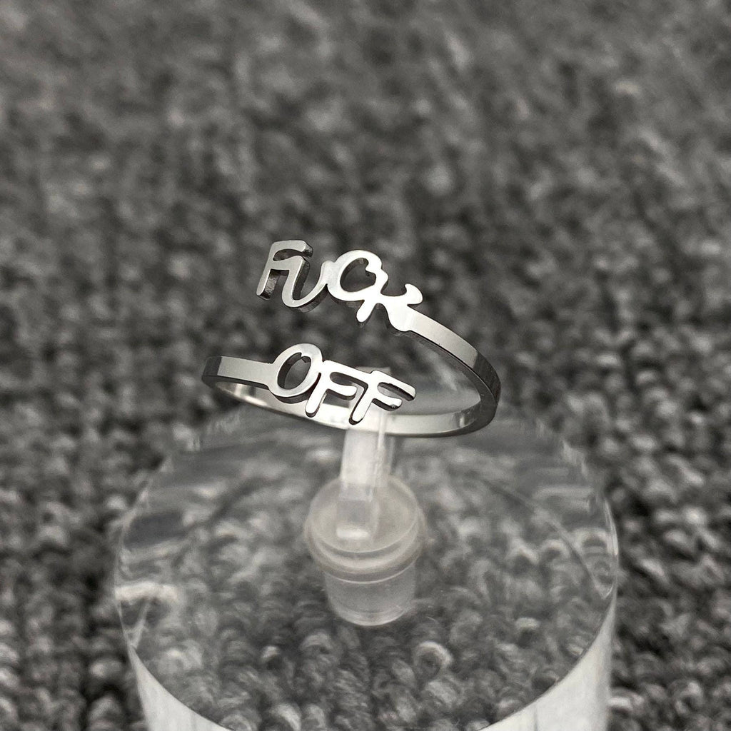 'Fuck OFF' Gold-plated Stainless steel  Adjustable Ring - FGS