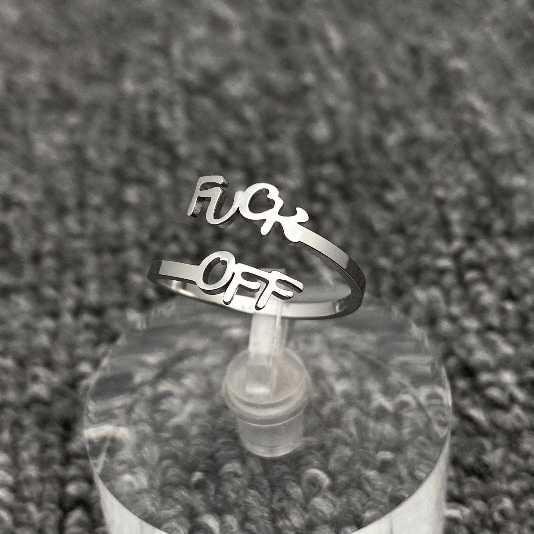 'Fuck OFF' Gold-plated Stainless steel  Adjustable Ring - FGS