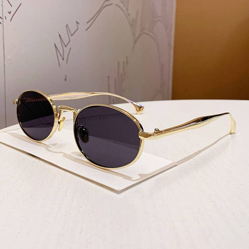 Trendy Oval Metal Frame Sunglasses for Men