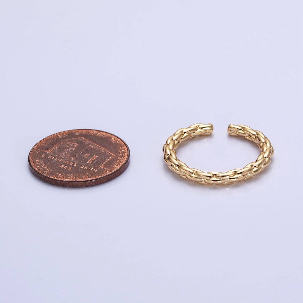 Dainty Gold Rope Ring Open Adjustable Silver Thin Ring