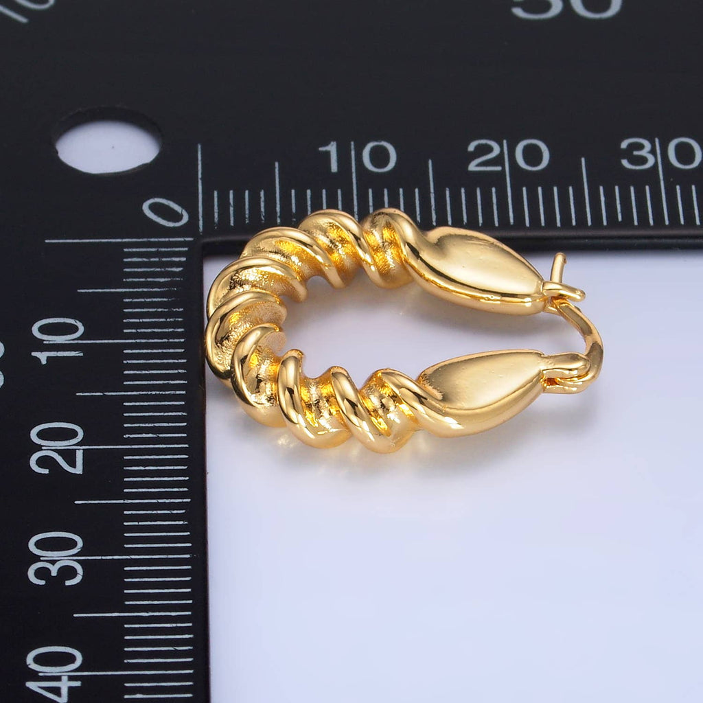 Modern Twisted Gold Hoop Earrings