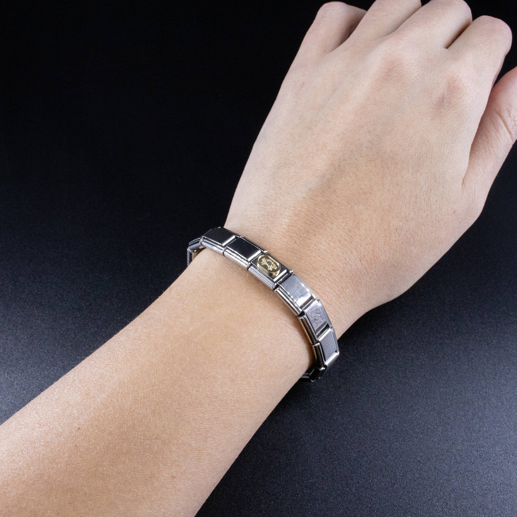 Italian Charms - Cancer Zodiac, 9mm Gold Bracelet Links