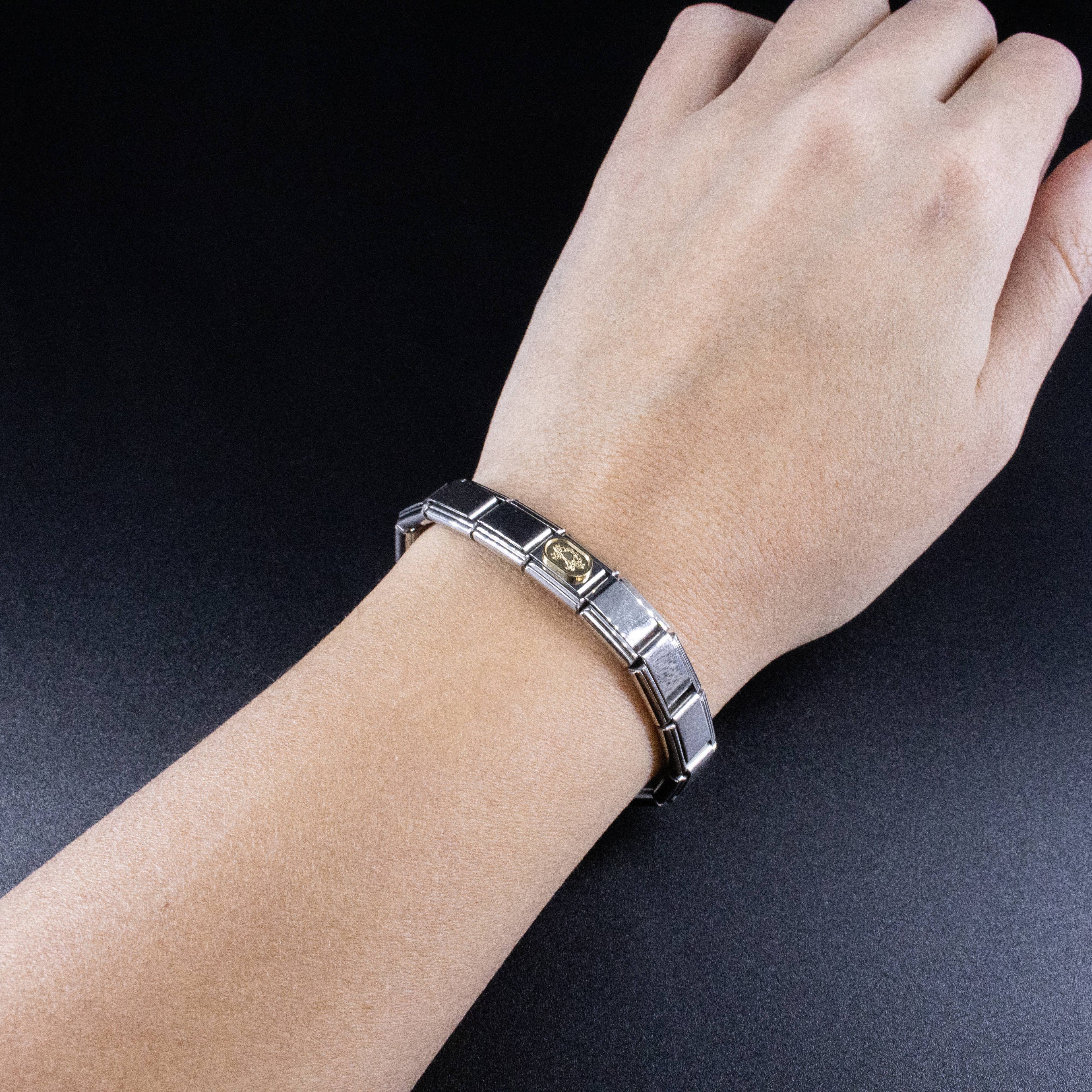 Italian Charms - Cancer Zodiac, 9mm Gold Bracelet Links