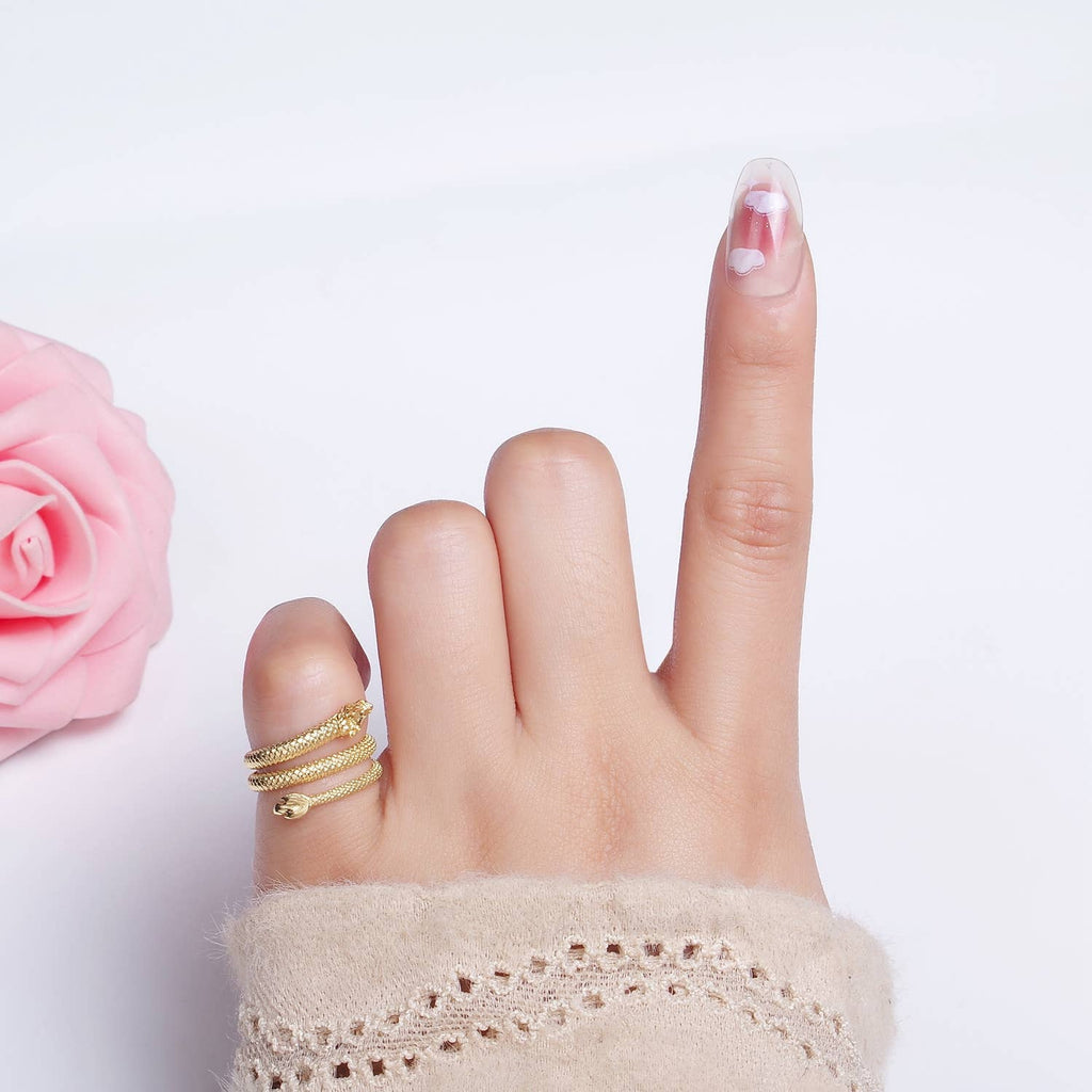 14K Gold Filled Dragon Scale-Textured Triple Band Wrap Ring