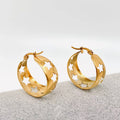 Hollow Stars Gold Plated Stainless Steel Hoop Earrings - FGS