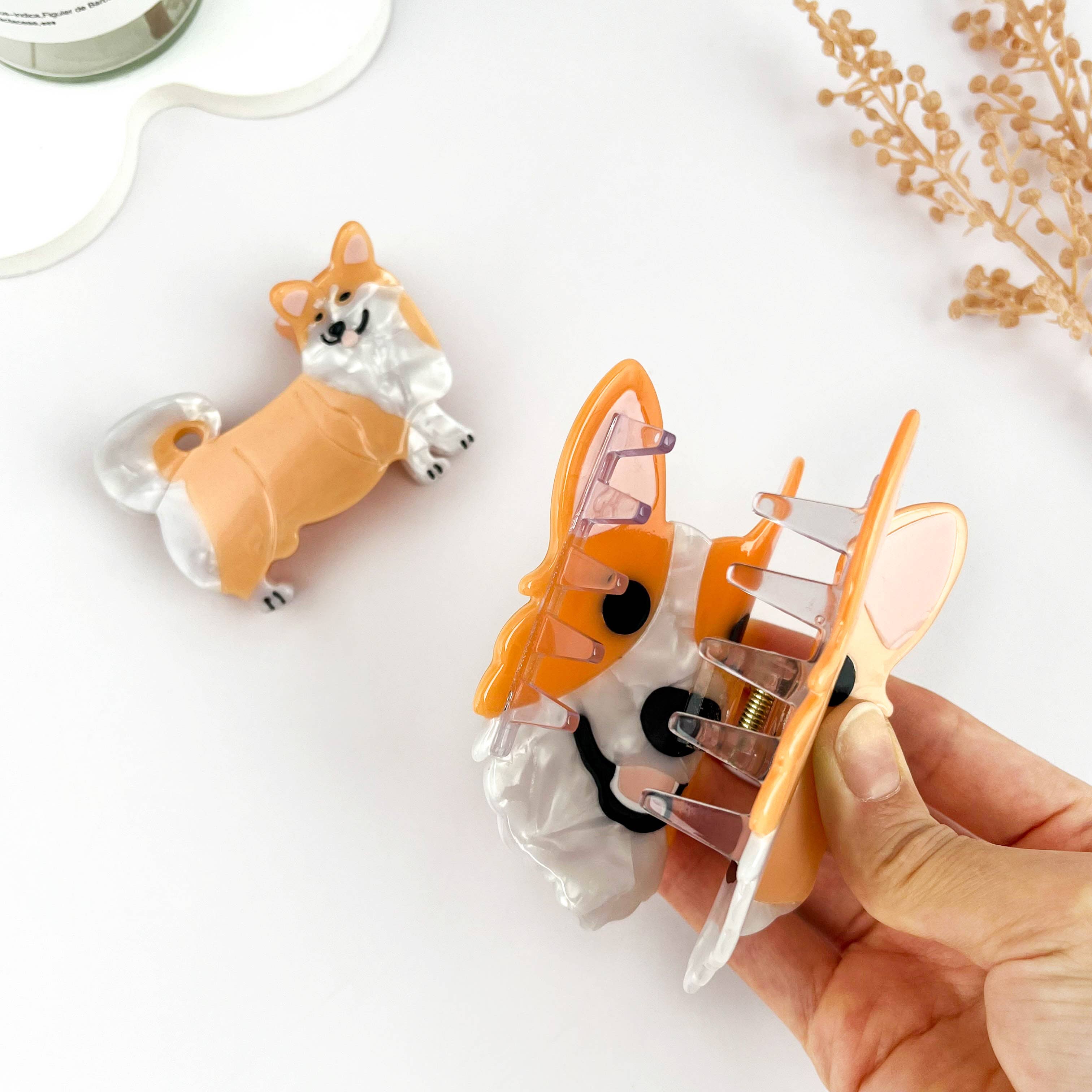Cute Corgi Dog Hair Clip Acetate Animal Claw Clip
